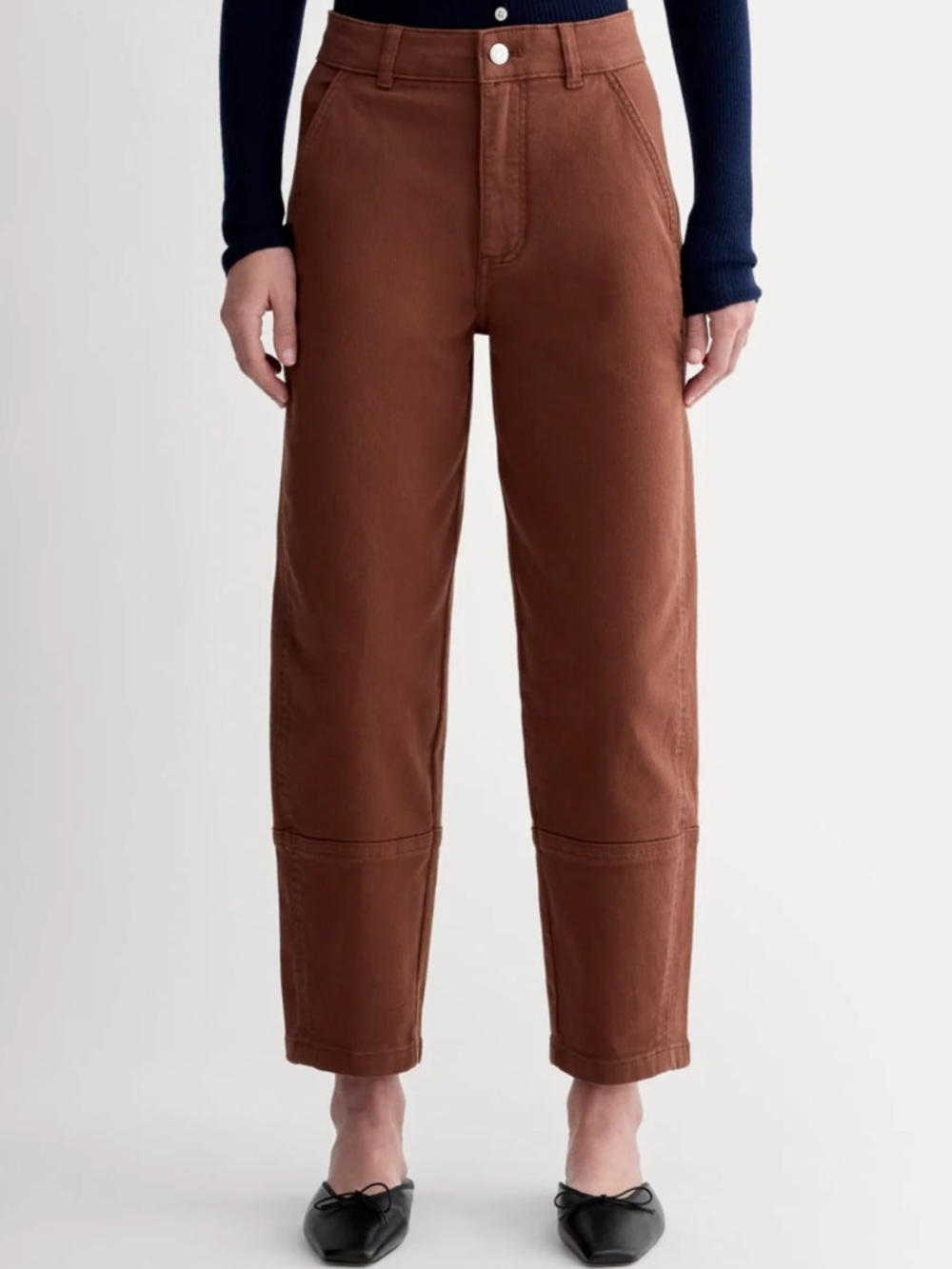 Everlane Cropped High-Rise Straight Pants in Brown